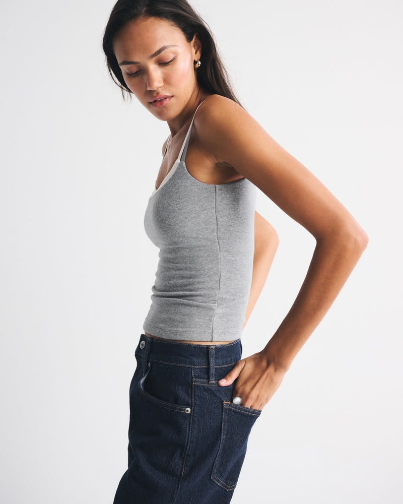 Maggie's Aurora double-layered cami in heather grey, square neckline